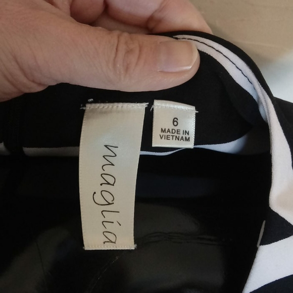 Maglia Dress Sz 6 black White Stripe Green - Picture 5 of 5